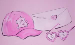 pink red sox cap for walk in closet mural